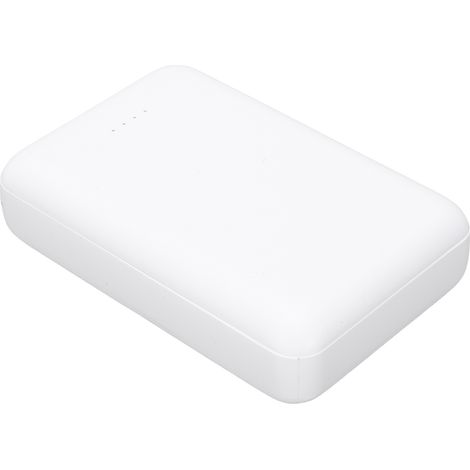 Batterie externe rechargeable 10 000 mAh, portable, pour gilet, veste et pantalon chauffants. Double port USB-C, blanc. (1/5)