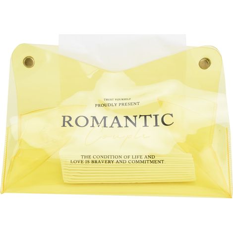 Boîte de rangement pour mouchoirs en PVC design, idéale pour voiture, maison et salon - Jaune (1/5)