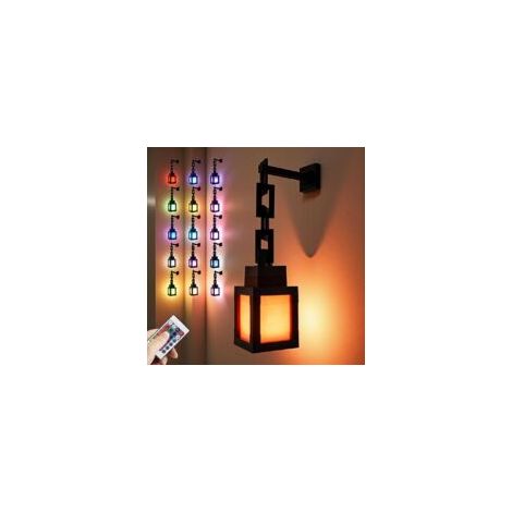 Lámpara de noche Crezuo Pixel Lantern, lámpara de escritorio RGB recargable por USB de 16 colores con control remoto.