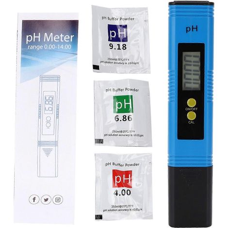 Tragbarer pH-Meter-Tester mit LCD-Digitalanzeige, Wasserqualitätsprüfstift für Aquakultur, Pools und Aquarien, blau