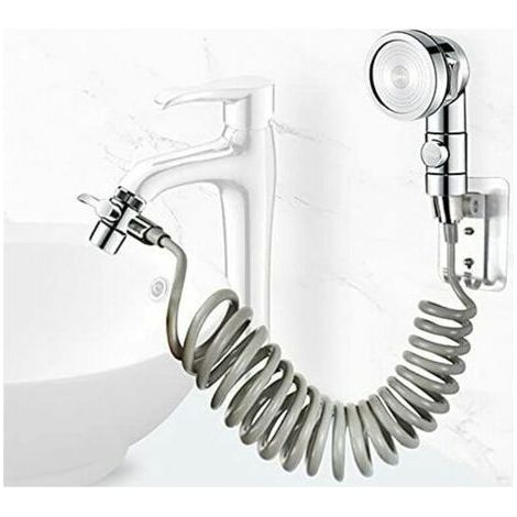 Shower head set for sink, telescopic hose, (not including faucet) (silver)