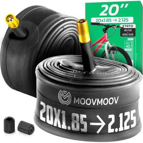 Chambre à air 20 pouces - Pour pneus de 20x1.85 à 20x2.125 - ETRTO 46-406 à 58-406 - Valve Schrader 40 mm - Lot de 2 (1/5)