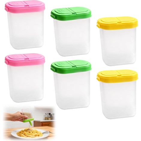 Boîtes à Épices 6 Pièces 250ml – Pots à Épices Plastique Transparent Hermétiques , Boîte à Épices avec Couvercle Double Ouverture & Étiquettes, Rangement Cuisine Camping BBQ (1/5)