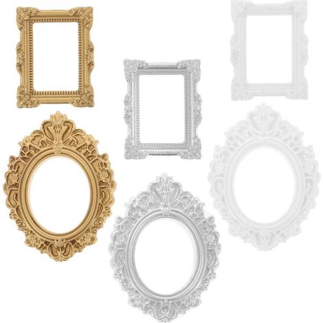 Irovami Ensemble de 6 pièces : Mini cadres photo en résine de style baroque vintage pour la décoration murale (1/5)