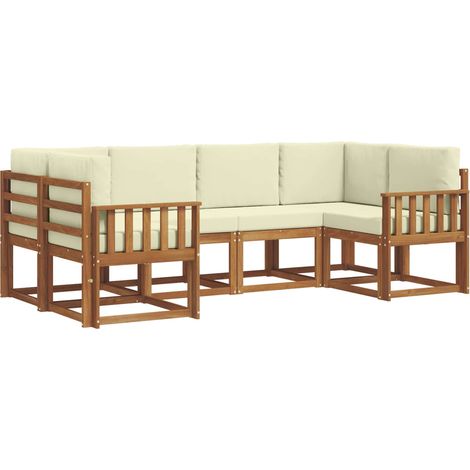 Conjunto de sofás de exterior 6 uds. Natural y Crema vidaXL (1/5)