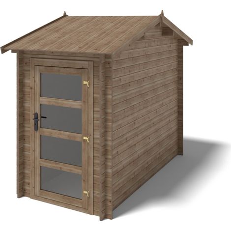 Abri de jardin en bois - 4,50m2 - 1,50x3m - Traité - Ep. 28mm - Couleur: marron (1/5)