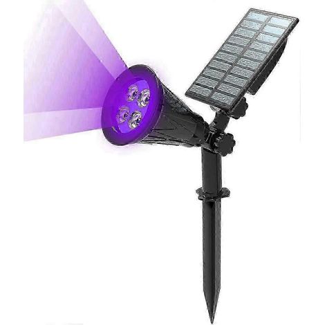Projecteur solaire 2025, éclairage solaire extérieur, projecteur solaire d'extérieur, 4 lumens, étanche IP65, 2 modes d'éclairage, réglable à 180° (lumens violets, 1 Pa)