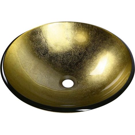 Sapho Beauty - Aufsatzwaschtisch, Durchmesser 42 cm, Glas/golden 2501-22 (1/5)
