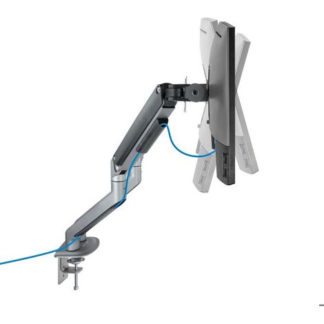 OCIODUAL TOOQ DB4132TNR-G Supporto da Tavolo pivotante e inclinabile per schermi da 17" a 32" con Due Bracci regolabili, Grigio