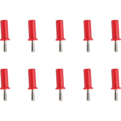 Lot de 10 connecteurs banane 4 mm à fente croisée, en laiton plaqué or, à souder, pour câble d'enceinte (rouge). (1/5)