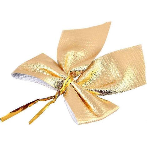 Nœuds décoratifs dorés, nœuds pour couronnes, nœuds naturels, nœuds en ruban, mini nœuds de Noël, ruban rouge pour sapin de Noël (1/5)