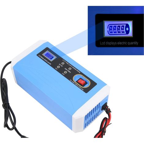 Chargeur de Batterie de Voiture Chargeur de Batterie Intelligent ABS 12 V/24 V Écran LCD Intelligent Efficace Réparation D'impulsions de Transfert Automatique pour 10 Ah-200 Ah