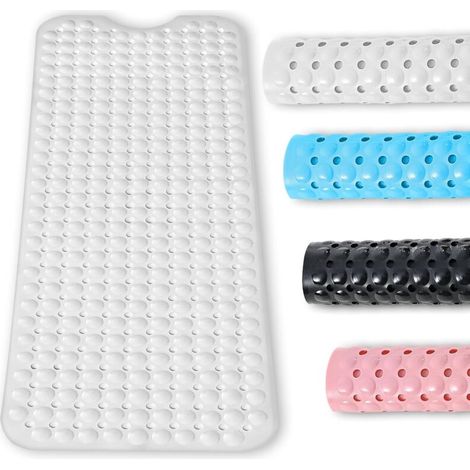Non-slip bath mat with 3 suction cups, machine washable, for bathtubs and bathroom floors (white) 100 x 40 cm (1/5)