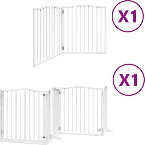 Barrière de sécurité pour chien animaux de compagnie porte pliable 6panneaux bois peuplier blanc (1/5)