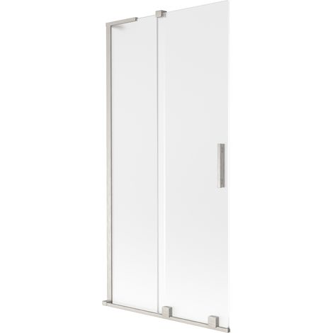 Mexen Velar L paroi de baignoire 2 volets coulissants 90 x 150 cm, givre, nickel brossé - 896-090-003-31-97 (1/2)