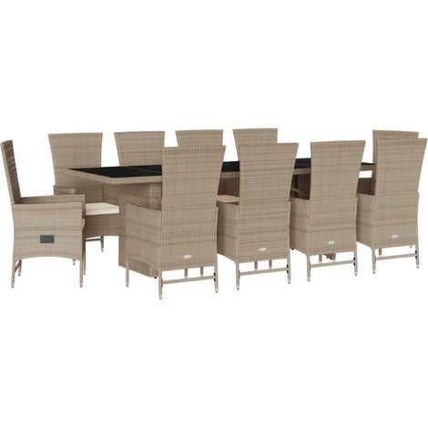 Maison Exclusive - 11-tlg. Garten-Essgruppe mit Kissen Beige Poly (1/5)