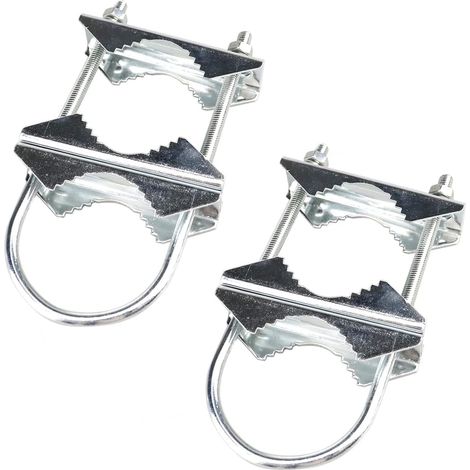 Lot de 2 colliers de serrage à double mât d'antenne, support lourd en V, boulons en U, matériel de montage (1/5)