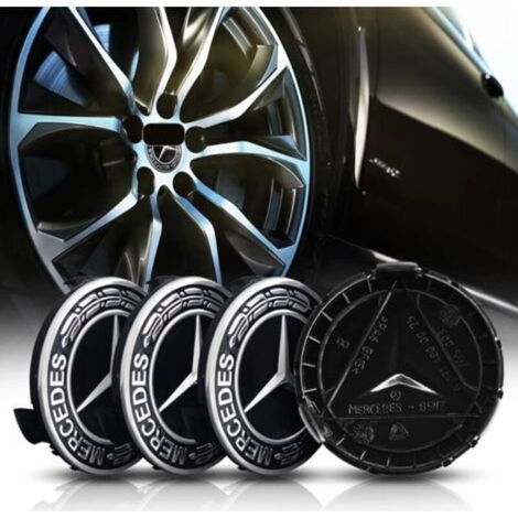 4 pièces Cache Moyeux pour Mercedes-Benz 75mm Cache Moyeu Aluminium+ABS Cache de Roue Centrale ABS Accessoires de Voiture (1/5)