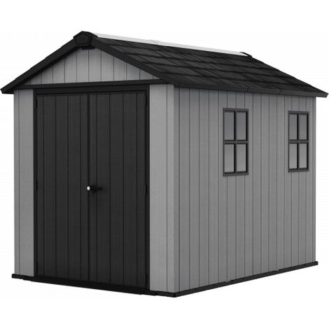 Caseta de jardín de resina EVOTECH+, 287 x 230 cm, con suelo y puerta doble, carga de nieve de 150 kg/m², Newton Plus 759/975, gris, Keter (1/5)