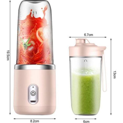 1 Mini Blender,6 Lames Acier Inoxydable,Vitesse 21000tr/min,Batterie 1800mAh,USB Rechargeable,Camping Bureau Gym (1/4)