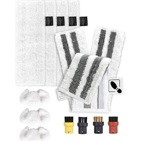 Lot de 14 pour Nettoyeur Vapeur Karcher Accessoires pour Nettoyeur Vapeur Karcher SC2 SC3 SC4 SC5 Easyfix 4 Lingettes de Sol 3 Patins de Ponçage 3 Lingettes à Main Buse 4 Brosses Rond - Crezuo (1/4)