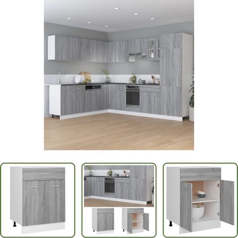 Rangement cuisine - Armoire à tiroirs "Lyon" Gris Sonoma 60 x 46 x 81,5 cm Bois d'ingénierie (1/5)