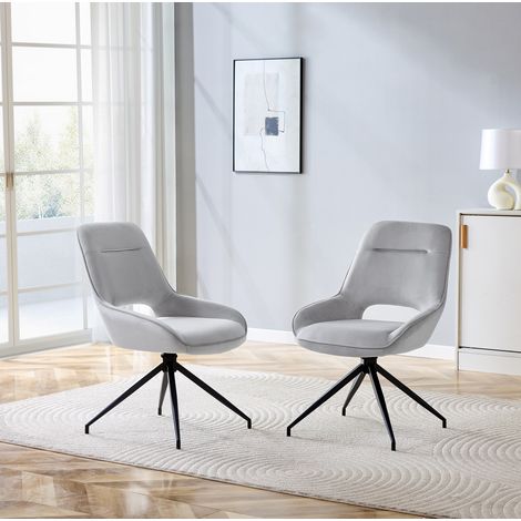 360° drehbarer Esszimmerstuhl mit Armlehnen, Velours Grau OKMYHOME (1/5)