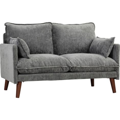 HOMCOM 2 Seater Sofa, Modern Loveseat with Spring Cushions, Wide Seat, Grey