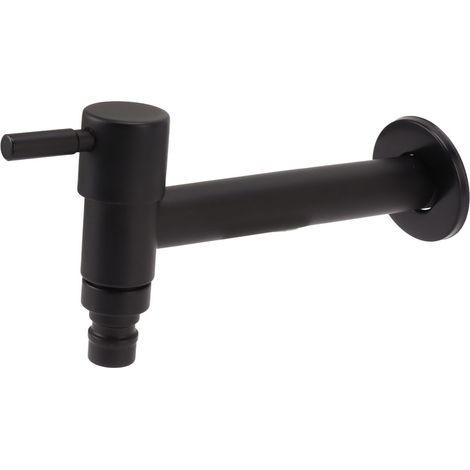 G1/2 Wandarmatur für Kaltwasser, Edelstahl 304, Einhebelmischer, für Badezimmer, Garten, schwarz, für Waschmaschine (1/5)