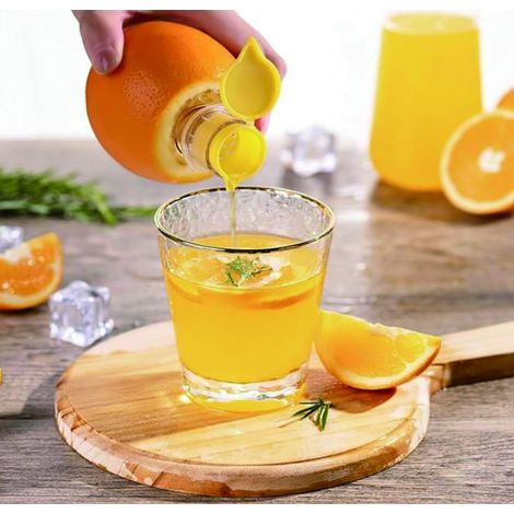 Mini presse-citron (lot de 2), presse-citron portable en plastique, presse-citron manuel convient pour les oranges, les cocktails et les citrons. (1/5)
