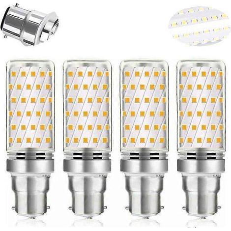 Ampoules LED à baïonnette, équivalent ampoule maïs B22 12 W (équivalent halogène 100 W), 1200 lm, blanc lumière du jour 6000 K, lot de 4 (1/4)