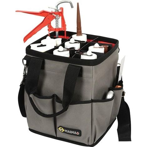 ck-tools Bolsa de herramientas innovadora roja con 8 bolsillos