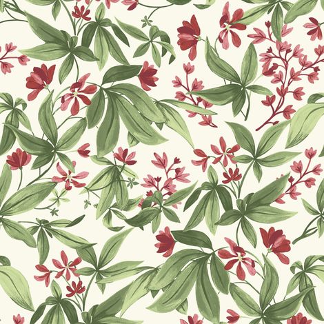 Vliestapete - Inia - Grün Weiß Beige Blumen Floral Grandeco - A80401 (1/4)