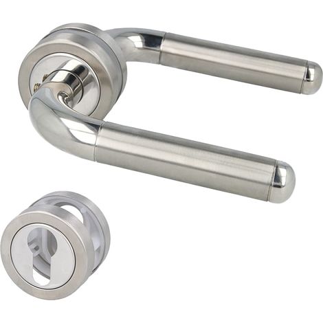 Rundrosetten Türbeschlag - Edelstahl Türdrücker 8mm Vierkant Rosettengarnitur PZ