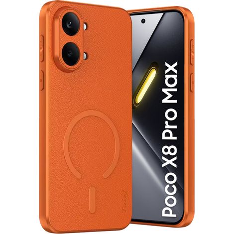 Funda para Xiaomi Poco X8 Pro Max, híbrida de piel, para MagSafe, naranja. (1/5)