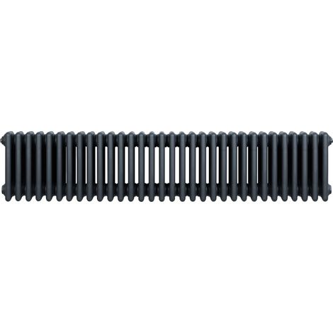 Radiateur Traditionnel à 4 Colonnes 300 x 1505 mm en Acier Carbone Gris Anthracite Chauffage Central Horizontale Monté Sur Mur [Brosse de Nettoyage & Supports INCLUSES] (1/5)