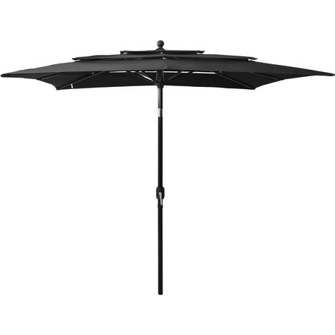 Sonnenschirm mit Aluminium-Mast 3-lagig Schwarz 2,5x2,5 m