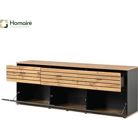 TV-Ständer aus MDF schwarz 168 x 38 x 59 cm HOMAIRE (1/5)