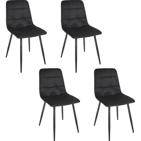 Lot de 4 Chaises - HOME DECO FACTORY - Mateo - Confortables - Noires (1/5)
