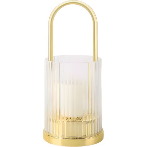 Farol decorativo con asa, vela LED con efecto de llama, 19 cm. (1/4)