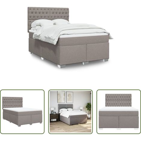 Matratze - Boxspringbett mit Matratze Taupe 140x190 cm Stoff (1/5)