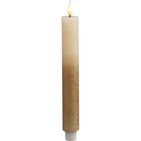 Kerze MagicHome Weihnachten, LED, 2xAAA, einfaches Leuchten, Timer, creme/golden, Metallic-Effekt, 3x25 cm (1/5)