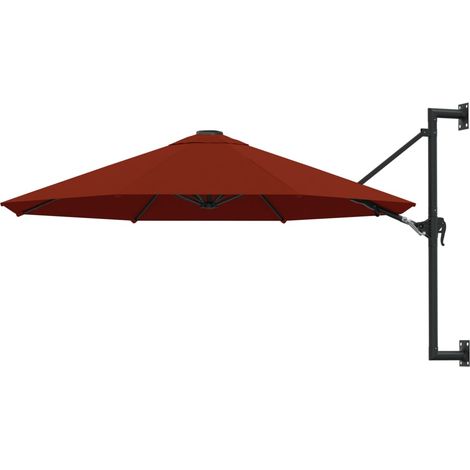 Parasol mural avec mât en métal 300 cm orange