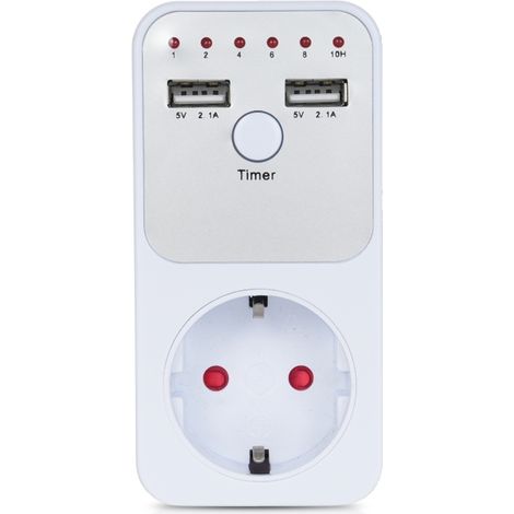 Prise programmable intelligente 3680 W avec minuteur, interrupteur électronique, protection contre les surtensions, double port USB et prise européenne (1/5)