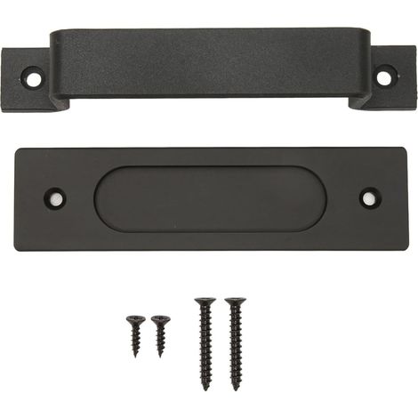 Ensemble De Poignées De Porte De Grange Double Face, Poignée De Porte Coulissante pour Portails Et Garages – Noir (1/5)