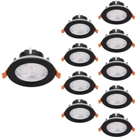 Lot de 10 Spots LED Encastrables Etanches D68 7W CCT IP54 Noirs - 60 deg - Switch 3000-4000-6500K