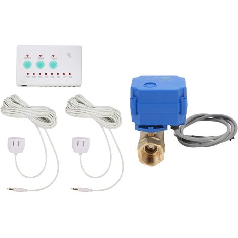 Vanne à bille simple avec capteur d'alarme en laiton, kit de système de détection de fuites d'eau bidirectionnel AC100240V (prise UE) (1/5)