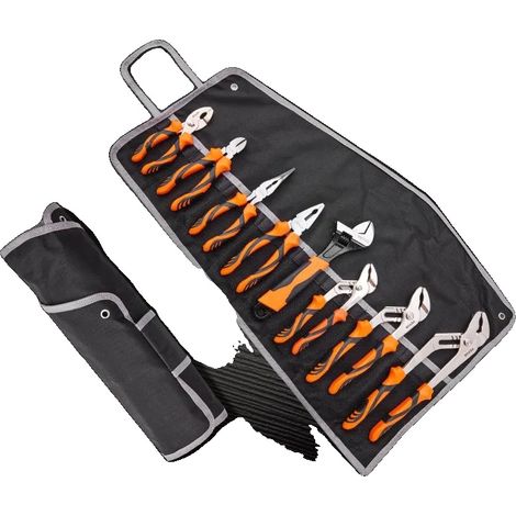 Set di pinze da 8 pezzi con chiave regolabile, in acciaio al carbonio resistente, colore nero. (1/2)