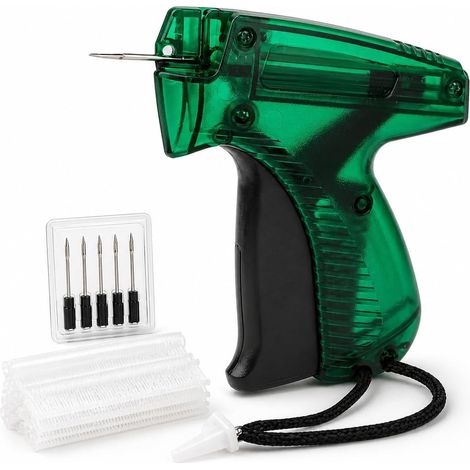 Pistola de coser, pistola de coser para prendas de vestir, pistola etiquetadora textil, mini máquina de coser, con 5 agujas, 1000 cierres, para costura rápida, herramienta de reparación de prendas de  (1/5)