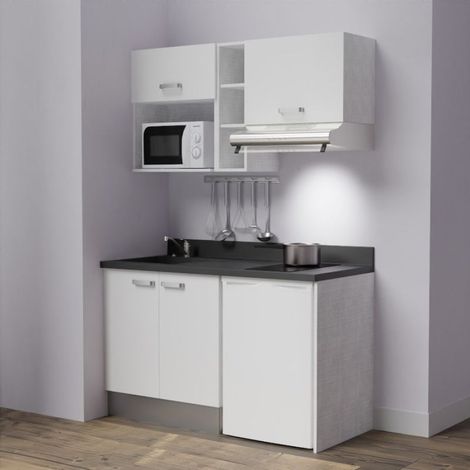 Kochnischen K13L - 140 cm - weiß - Nero - Spüle links (1/5)